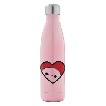 Baymax heart, Metal mug thermos Pink Iridiscent (Stainless steel), double wall, 500ml