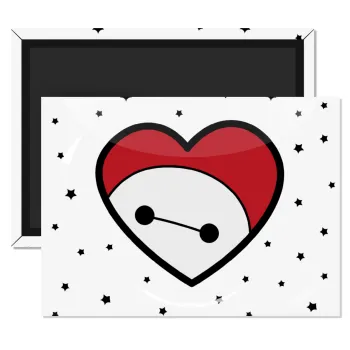 Baymax heart, Ορθογώνιο μαγνητάκι ψυγείου διάστασης 9x6cm