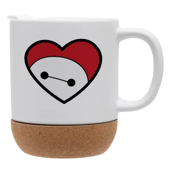 Baymax heart, Ceramic coffee mug Cork (MAT), 330ml