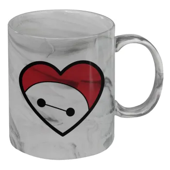 Baymax heart, Mug ceramic marble style, 330ml