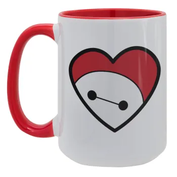 Baymax heart, Κούπα Mega 15oz, κεραμική Κόκκινη, 450ml