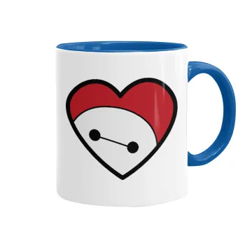 Baymax heart, Mug colored blue, ceramic, 330ml