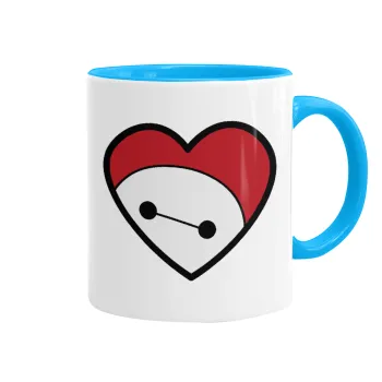 Baymax heart, Mug colored light blue, ceramic, 330ml