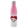 Μεταλλικό παγούρι θερμός Ροζ/Λευκό (Stainless steel), διπλού τοιχώματος, 500ml