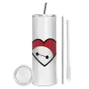 Tumbler stainless steel 600ml, with metal straw & cleaning brush