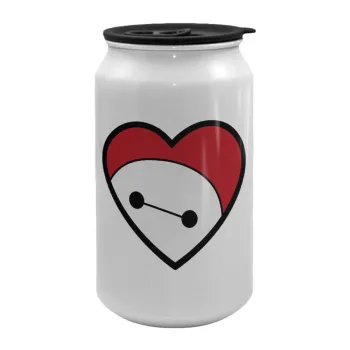 Baymax heart, Κούπα ταξιδιού μεταλλική με καπάκι (tin-can) 500ml