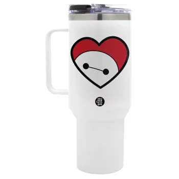Baymax heart, Mega Tumbler με καπάκι, διπλού τοιχώματος (θερμό) 1,2L