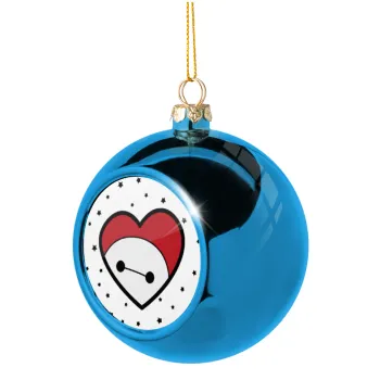 Baymax heart, Blue Christmas tree ball ornament 8cm