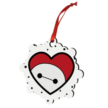 Baymax heart, Στολίδι Χριστουγεννιάτικο στολίδι snowflake ξύλινο 7.5cm