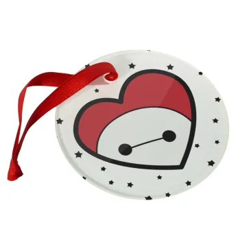 Baymax heart, Christmas ornament glass 9cm