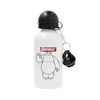 Baymax hi, Metal water bottle, White, aluminum 500ml