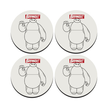 Baymax hi, ΣΕΤ 4 Σουβέρ ξύλινα στρογγυλά (9cm)