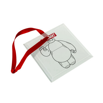 Baymax hi, Στολίδι Χριστουγεννιάτικο στολίδι γυάλινο τετράγωνο 9x9cm