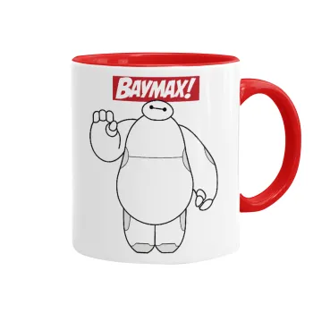 Baymax hi, Κούπα χρωματιστή κόκκινη, κεραμική, 330ml