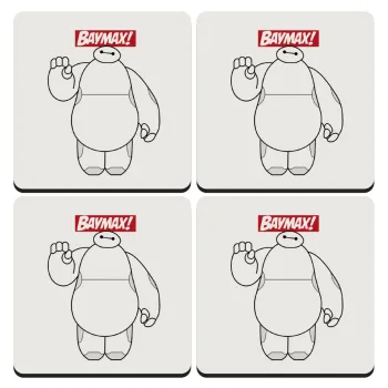Baymax hi, ΣΕΤ 4 Σουβέρ ξύλινα τετράγωνα (9cm)