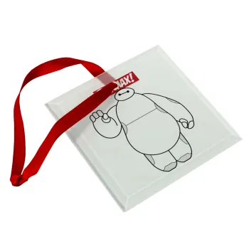 Baymax hi, Christmas ornament, glass square ornament 9x9cm