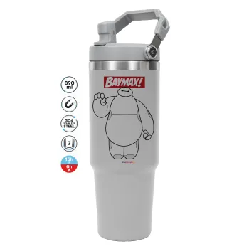 Baymax hi, ΓΚΡΙ χρώματος Θερμός Ανοξείδωτο 890ml (30oz) με χερούλι