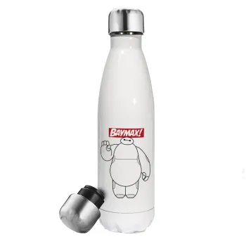 Baymax hi, Μεταλλικό παγούρι θερμός Λευκό (Stainless steel), διπλού τοιχώματος, 500ml
