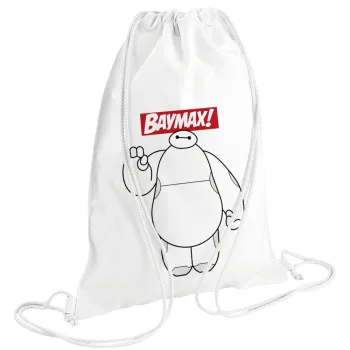 Baymax hi, Backpack pouch GYMBAG white (28x40cm)