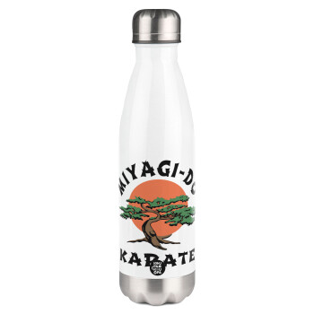 Miyagi-do karate, Μεταλλικό παγούρι θερμός Λευκό (Stainless steel), διπλού τοιχώματος, 500ml