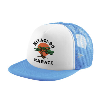 Miyagi-do karate, Καπέλο παιδικό Soft Trucker με Δίχτυ ΓΑΛΑΖΙΟ/ΛΕΥΚΟ (POLYESTER, ΠΑΙΔΙΚΟ, ONE SIZE)