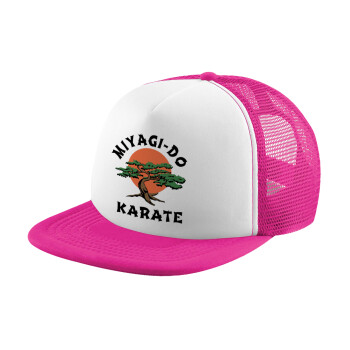Miyagi-do karate, Καπέλο Ενηλίκων Soft Trucker με Δίχτυ Pink/White (POLYESTER, ΕΝΗΛΙΚΩΝ, UNISEX, ONE SIZE)