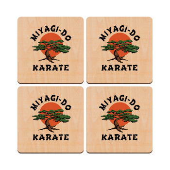 Miyagi-do karate, ΣΕΤ x4 Σουβέρ ξύλινα τετράγωνα plywood (9cm)