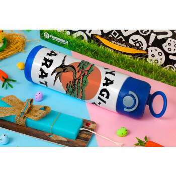 Miyagi-do karate, Easter candle, Childrens hot water bottle, stainless steel, with safety straw, BLUE (500ml)