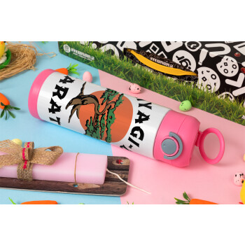 Miyagi-do karate, Easter candle, Childrens hot water bottle, stainless steel, with safety straw, PINK (500ml)