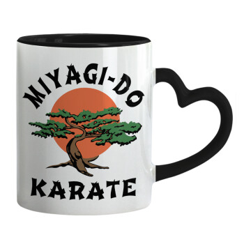 Miyagi-do karate, Mug heart black handle, ceramic, 330ml