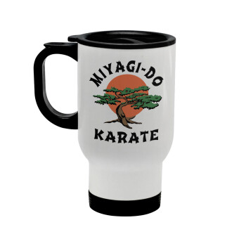Miyagi-do karate, Κούπα ταξιδιού ανοξείδωτη με καπάκι, διπλού τοιχώματος (θερμό) λευκή 450ml