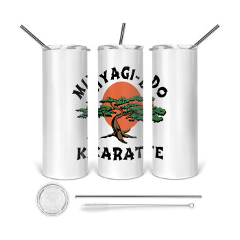 Miyagi-do karate, 360 Eco friendly ποτήρι θερμό (tumbler) από ανοξείδωτο ατσάλι 600ml, με μεταλλικό καλαμάκι & βούρτσα καθαρισμού