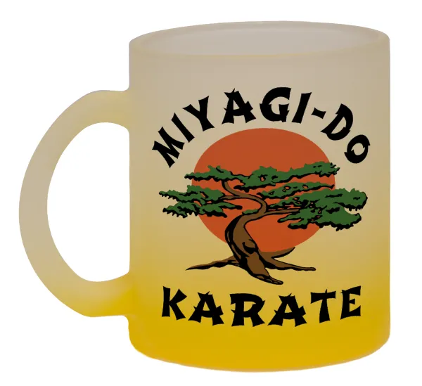 Miyagi-do karate — Κούπα γυάλινη δίχρωμη με βάση το κίτρινο ματ, 330ml