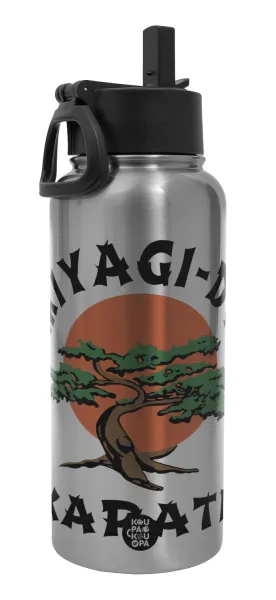 Miyagi-do karate — Metal mug thermo Silver with Straw and Spout Lid (Stainless steel), double wall, 950ml