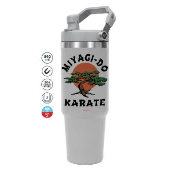 Miyagi-do karate, GREY color, 890ml (30oz) stainless Steel Tumbler with Handle