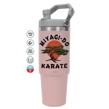 Miyagi-do karate, Pink color, 890ml (30oz) stainless Steel Tumbler with Handle