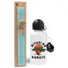 Easter Set, metallic aluminum water bottle (500ml) & scented flat candle (30cm) (TURQUOISE)