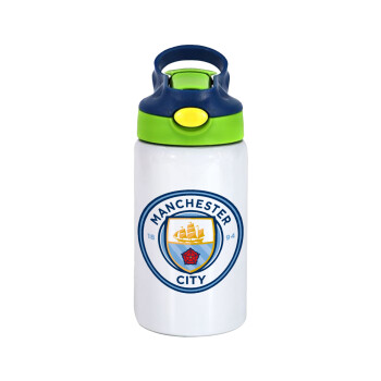 Manchester City FC , Παιδικό παγούρι θερμό, ανοξείδωτο, με καλαμάκι ασφαλείας, πράσινο/μπλε (350ml)