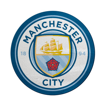 Manchester City FC , Επιφάνεια κοπής γυάλινη στρογγυλή (30cm)