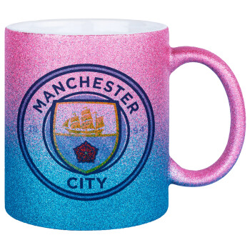 Manchester City FC , Κούπα Χρυσή/Μπλε Glitter, κεραμική, 330ml