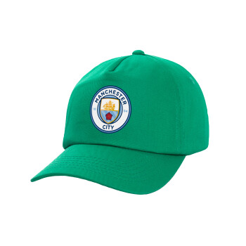 Manchester City FC , Καπέλο παιδικό Baseball, 100% Βαμβακερό Twill, Πράσινο (ΒΑΜΒΑΚΕΡΟ, ΠΑΙΔΙΚΟ, UNISEX, ONE SIZE)