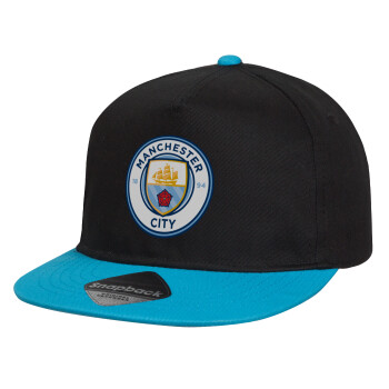 Manchester City FC , Καπέλο παιδικό snapback, 100% Βαμβακερό, Μαύρο/Μπλε