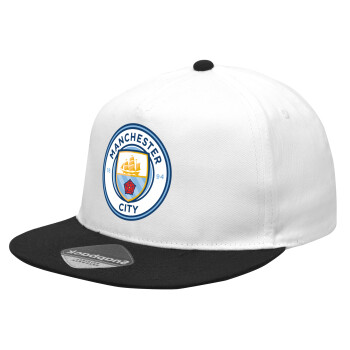Manchester City FC , Καπέλο Ενηλίκων Flat Snapback Λευκό/Μαύρο, (POLYESTER, ΕΝΗΛΙΚΩΝ, UNISEX, ONE SIZE)