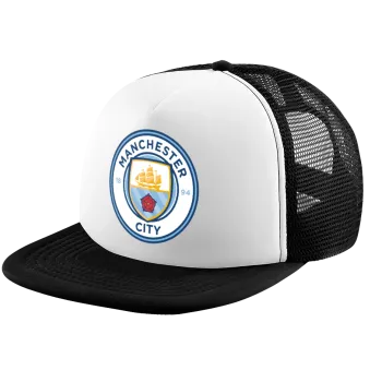 Manchester City FC , Καπέλο παιδικό Soft Trucker με Δίχτυ ΜΑΥΡΟ/ΛΕΥΚΟ (POLYESTER, ΠΑΙΔΙΚΟ, ONE SIZE)