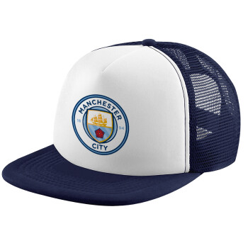 Manchester City FC , Καπέλο παιδικό Soft Trucker με Δίχτυ ΜΠΛΕ ΣΚΟΥΡΟ/ΛΕΥΚΟ (POLYESTER, ΠΑΙΔΙΚΟ, ONE SIZE)