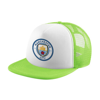 Manchester City FC , Καπέλο παιδικό Soft Trucker με Δίχτυ ΠΡΑΣΙΝΟ/ΛΕΥΚΟ (POLYESTER, ΠΑΙΔΙΚΟ, ONE SIZE)