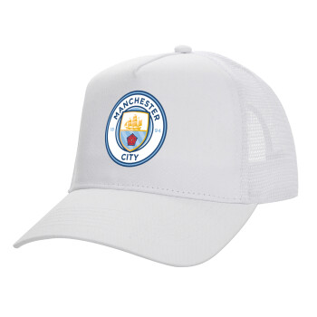 Manchester City FC , Καπέλο Ενηλίκων Structured Trucker, με Δίχτυ, ΛΕΥΚΟ (100% ΒΑΜΒΑΚΕΡΟ, ΕΝΗΛΙΚΩΝ, UNISEX, ONE SIZE)