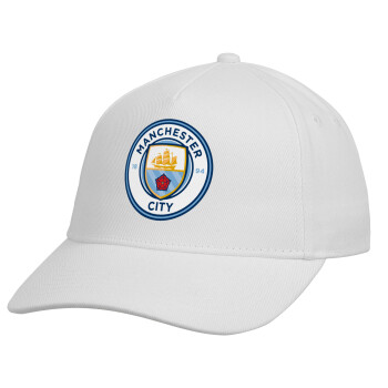 Manchester City FC , Καπέλο παιδικό Baseball, Drill, Λευκό (100% ΒΑΜΒΑΚΕΡΟ, ΠΑΙΔΙΚΟ, UNISEX, ONE SIZE)