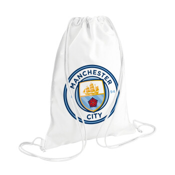 Manchester City FC , Τσάντα πλάτης πουγκί GYMBAG λευκή (28x40cm)