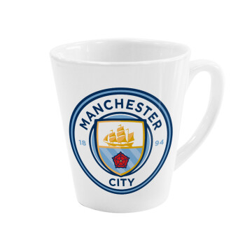 Manchester City FC , Κούπα κωνική Latte Λευκή, κεραμική, 300ml